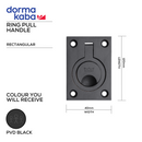 Recessed Flush Ring Pull, 62mm, Stainless Steel or PVD Black - Dormakaba - PVD Black