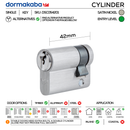 DSC054201 KD, 42mm - 32/10, Half (Single Cylinder), Key, Keyed to Differ (Standard), 2 Keys, 5 Pin, Satin Nickel, DORMAKABA-1