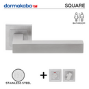DSQ 901 Bathroom W/C, Lever Handles, Square, On Square Rose, With Bathroom (WC) Indicator Set - DSQ 005, 143mm (l), Stainless Steel, DORMAKABA-1