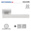 DSQ 902 Bathroom W/C, Lever Handles, Square, On Square Rose, With Bathroom (WC) Indicator Set - DSQ 005, 145mm (l), Stainless Steel, DORMAKABA-1
