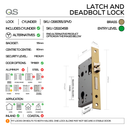 SALO Complete Euro PVD Lockset, Lever Handles, Form, On Round Rose, With Escutcheons, Satin Brass, Cylinder Sash Lock & Euro Cylinder Set, QS-3