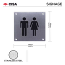F.SGN – MF, Door Signage, Male and Female sign, 150mm (l), 150mm (w), Stainless Steel, CISA-1