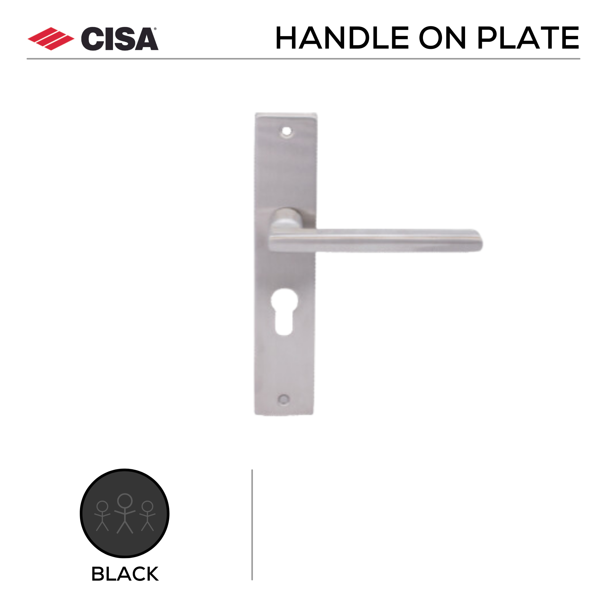 FB.O.106._.MBL, Lever Handles, Oval, On Plate, Matt Black, CISA