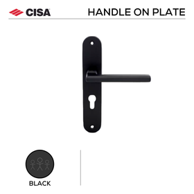 FB.O.106._.MBL, Lever Handles, Oval, On Plate, Matt Black, CISA