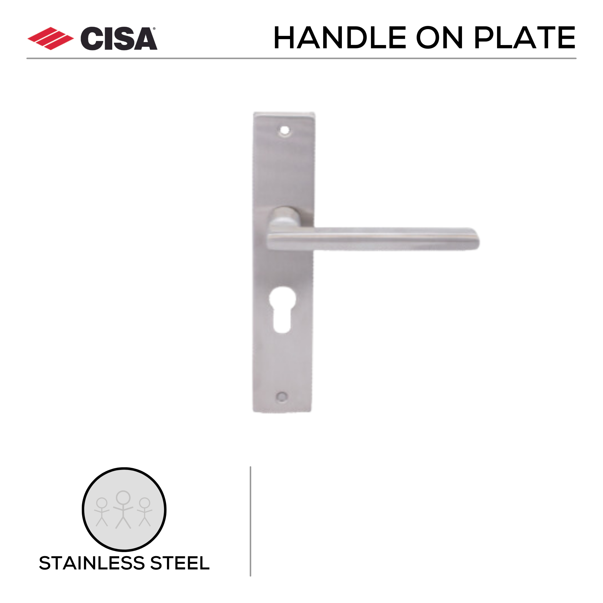 FB.O.106._.SS, Lever Handles, Oval, On Plate, Stainless Steel, CISA