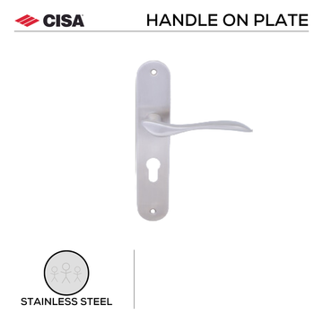 CISA Stainless Steel Lever Handle shown in main product view, giving patio and sliding doors clean stainless confidence.