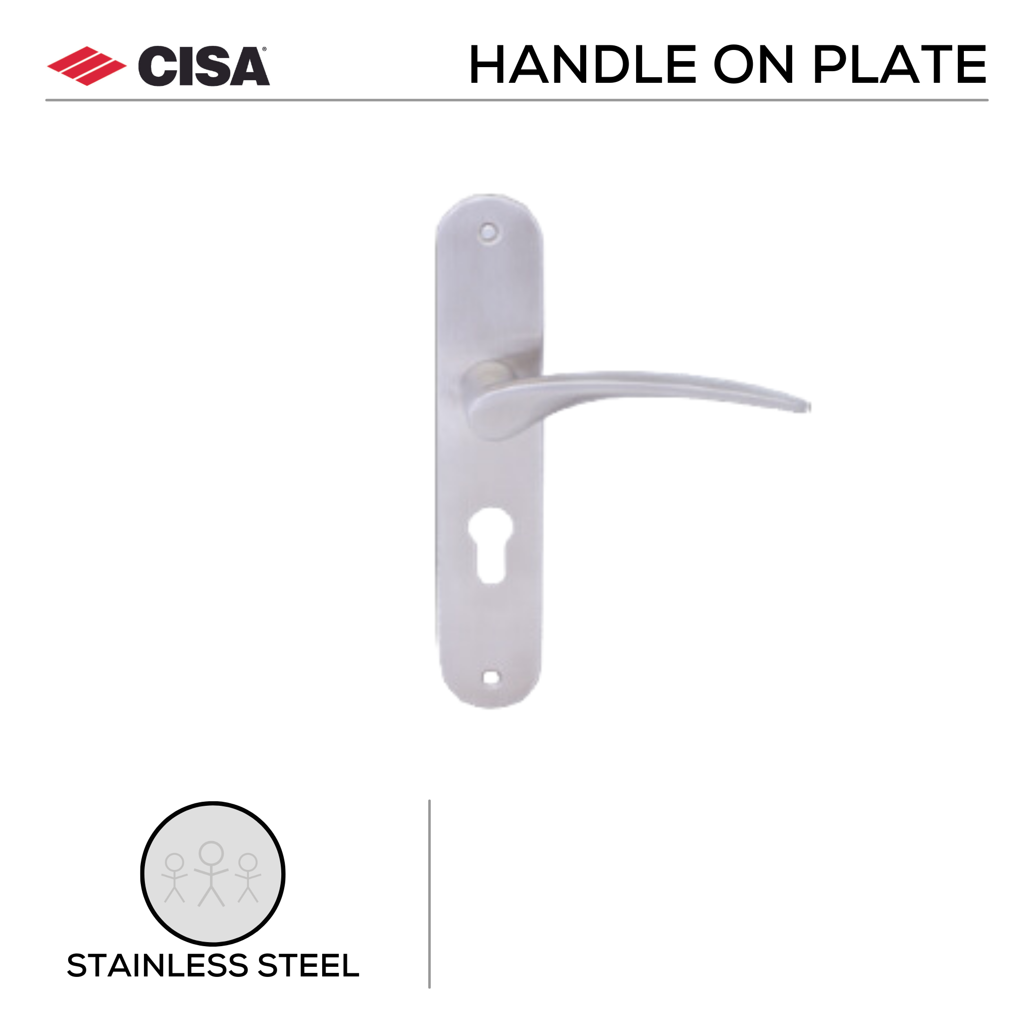 FB.O.116._.SS, Lever Handles, Oval, On Plate, Stainless Steel, CISA