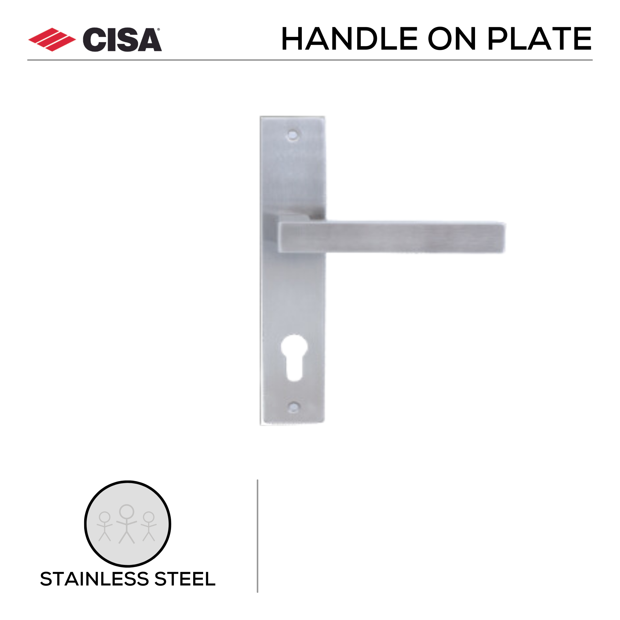 FB.O.201._.SS, Lever Handles, Oval, On Plate, Stainless Steel, CISA