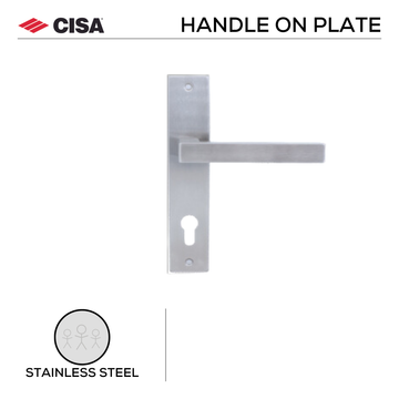 CISA Stainless Steel Cylinder Lock for commercial security doors, main product view with strong stainless style, 57mm.
