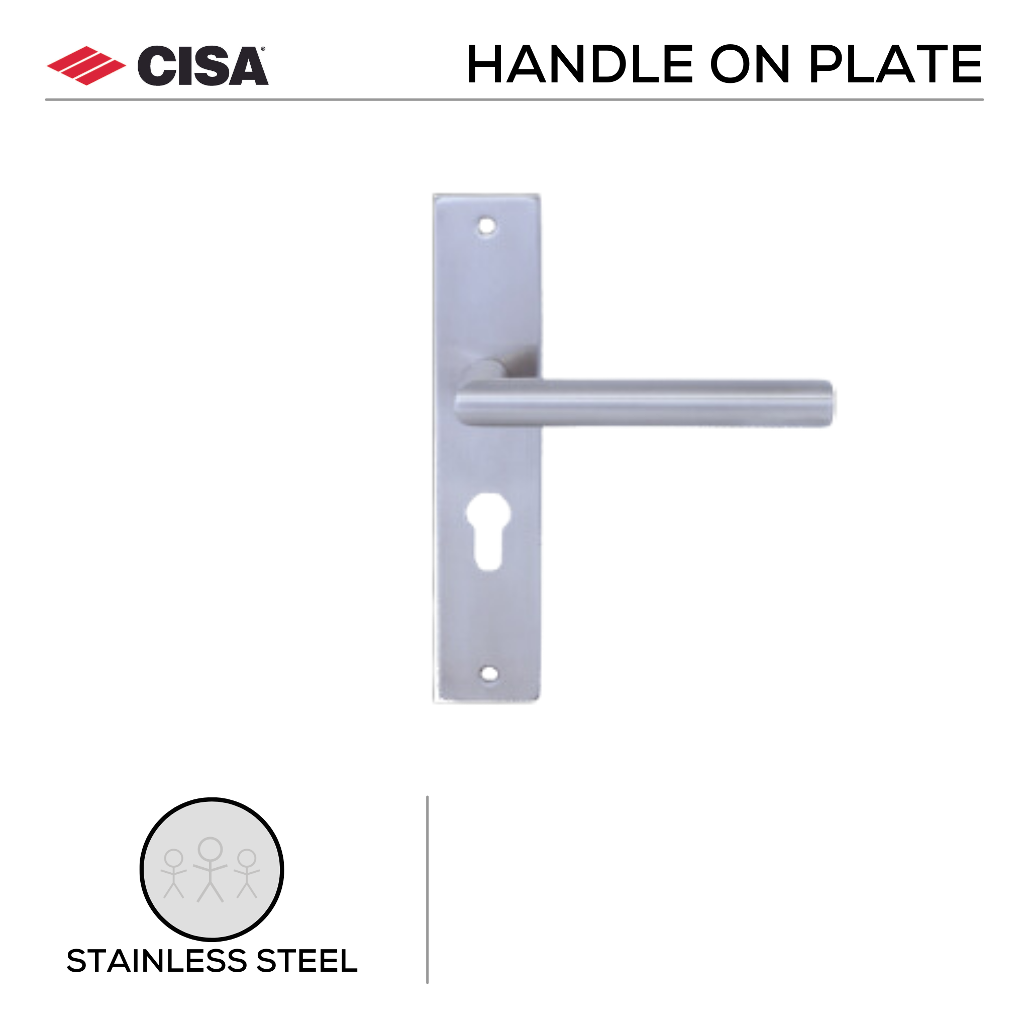 FB.O.T02._.SS, Lever Handles, Oval, On Plate, Stainless Steel, CISA