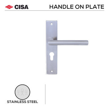CISA Stainless Steel Lever Handle shown in main product view, giving patio and sliding doors clean stainless confidence.