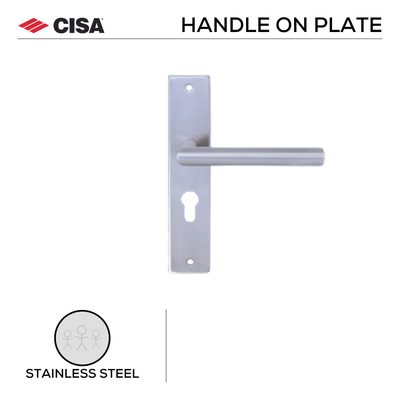 FB.O.T02._.SS, Lever Handles, Oval, On Plate, Stainless Steel, CISA