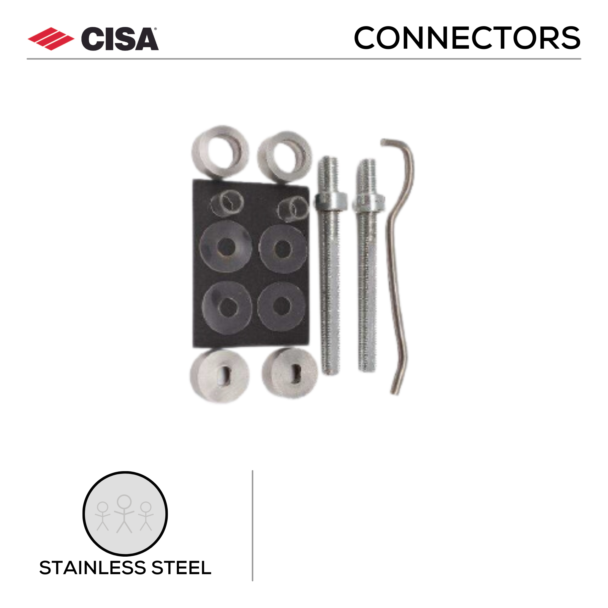 FB2B.25.SS, Back-to-back Pull Handle Connectors, 8mm, Stainless Steel, 25 (diameter) x 8mm , CISA