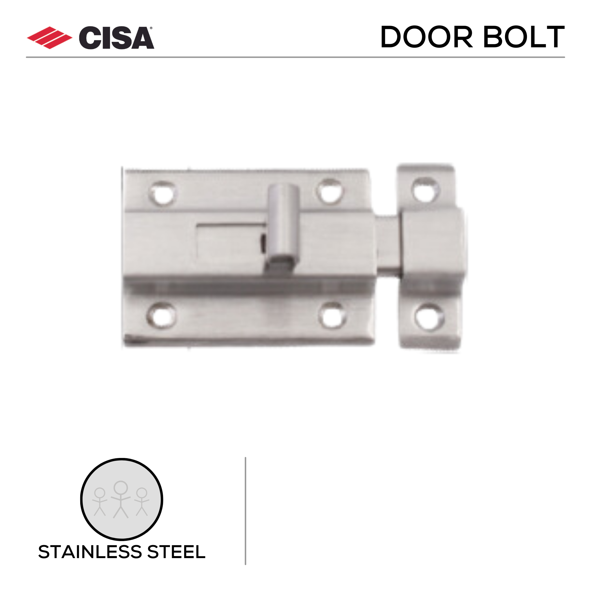 FDB01.SS, Door Bolt, 50mm (l), Stainless Steel, CISA