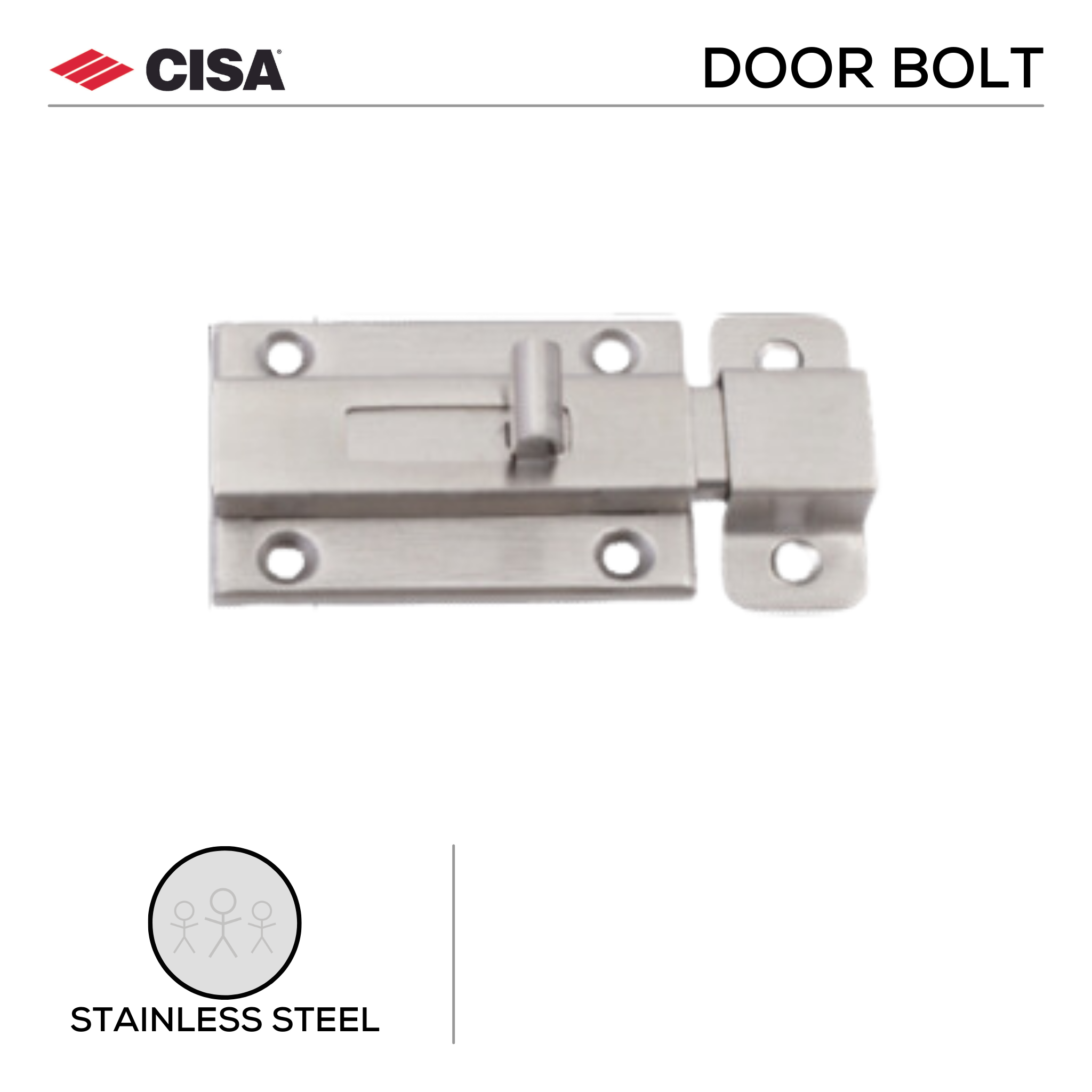 FDB02.SS, Door Bolt, 67mm (l), Stainless Steel, CISA