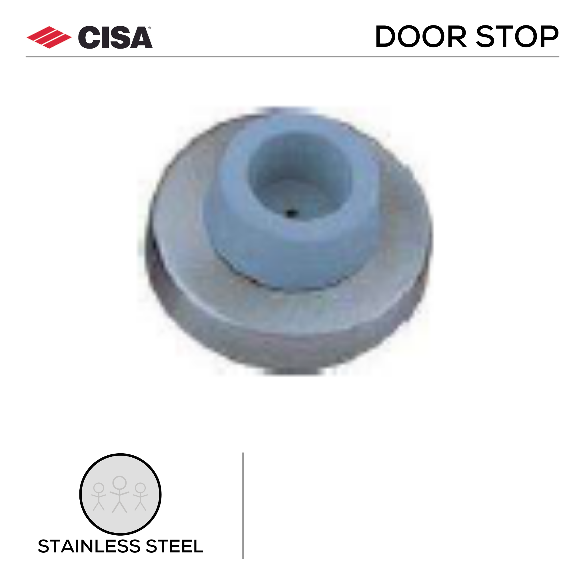 FDS04.SS, Door Stop, Grey Rubber, Round, Stainless Steel, CISA