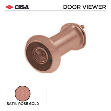 180° Door Viewer with Glass Lens, 40-44mm, Satin Rose Gold, Satin Nickel or Black - CISA