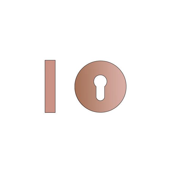 CISA Satin Rose Gold Cylinder Lock hardware detail for doors — clean, clever, and ready to work, 53mm (h) x 53mm (w).