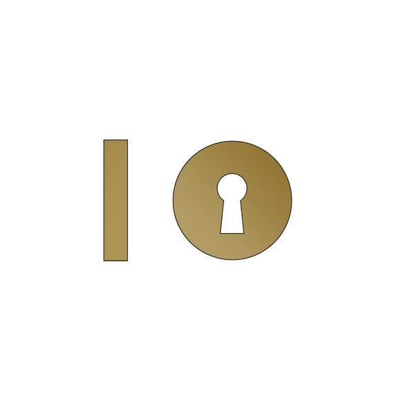 CISA Brass Escutcheon hardware detail for doors — warm brass confidence, 53mm (h) x 53mm (w).