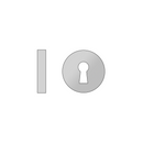 Alternate angle showing CISA Stainless Steel Escutcheon — tough stainless shine for doors, 53mm (h) x 53mm (w).