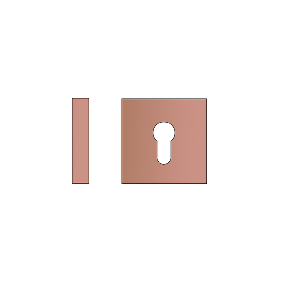 FE.S.C.SRG, Cylinder Escutcheon, Square Rose, 52mm (h) x 52mm (w) x 8mm (t), Satin Rose Gold, CISA
