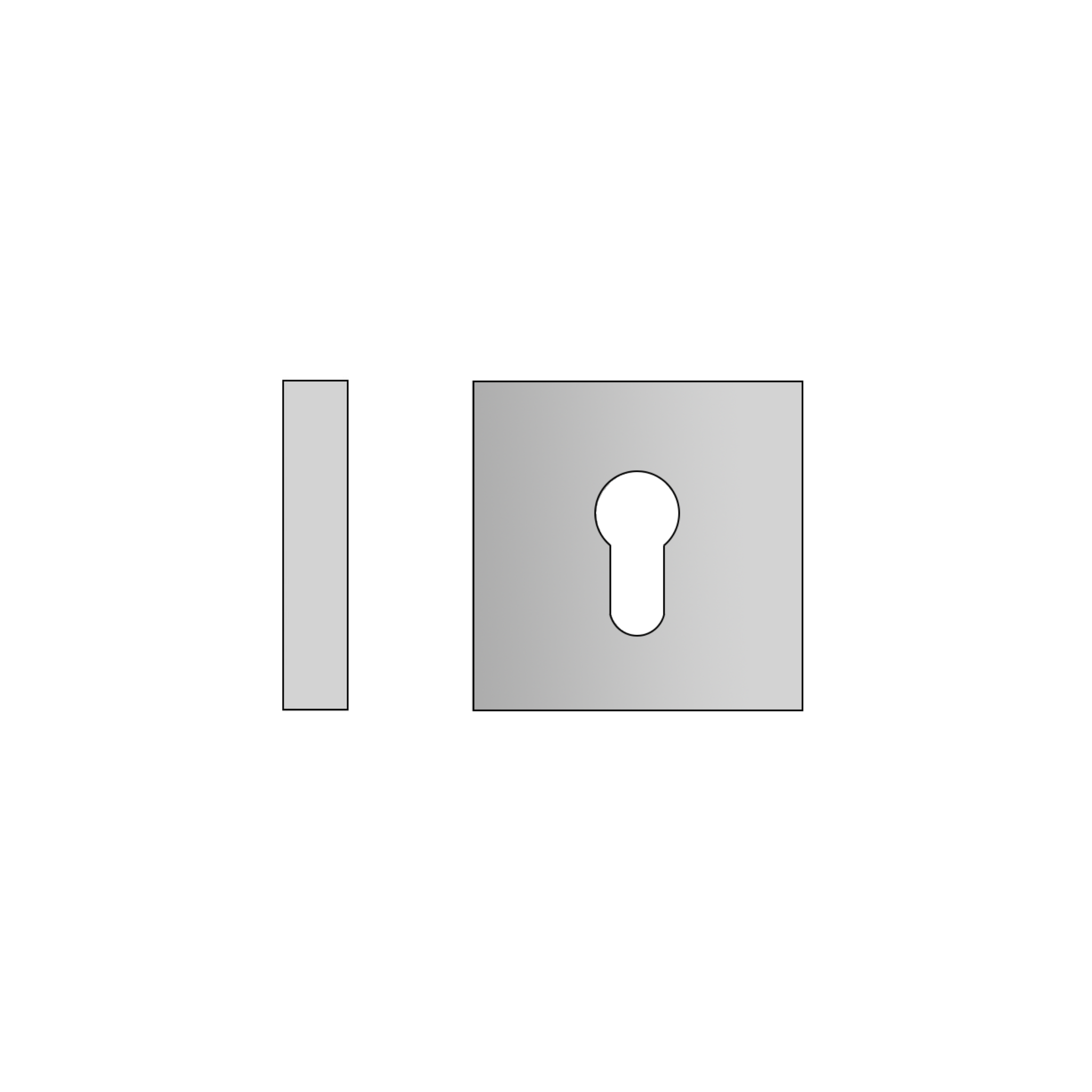 FE.S.K.TR, Keyhole Escutcheon, Square Rose, 52mm (h) x 52mm (w) x 8mm (t), Tarnish Resistant, CISA