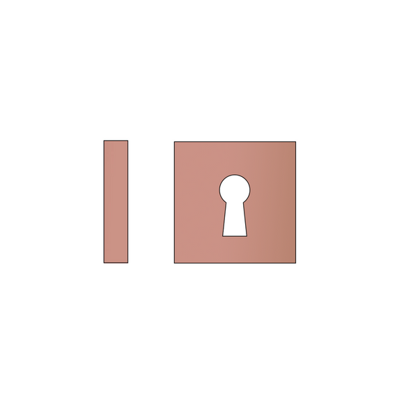 FE.S.K.SRG, Keyhole Escutcheon, Square Rose, 52mm (h) x 52mm (w) x 8mm (t), Satin Rose Gold, CISA