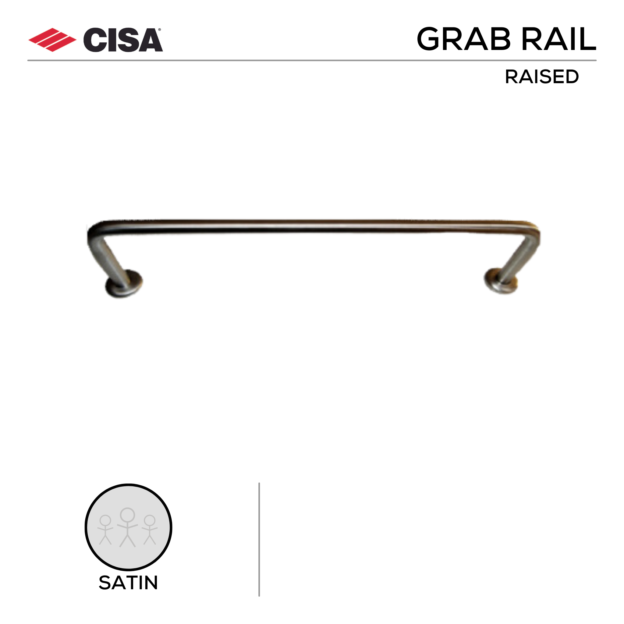 FG800CIS, Grab Rail, Raised, 210mm (h), 800 (l), Satin, CISA