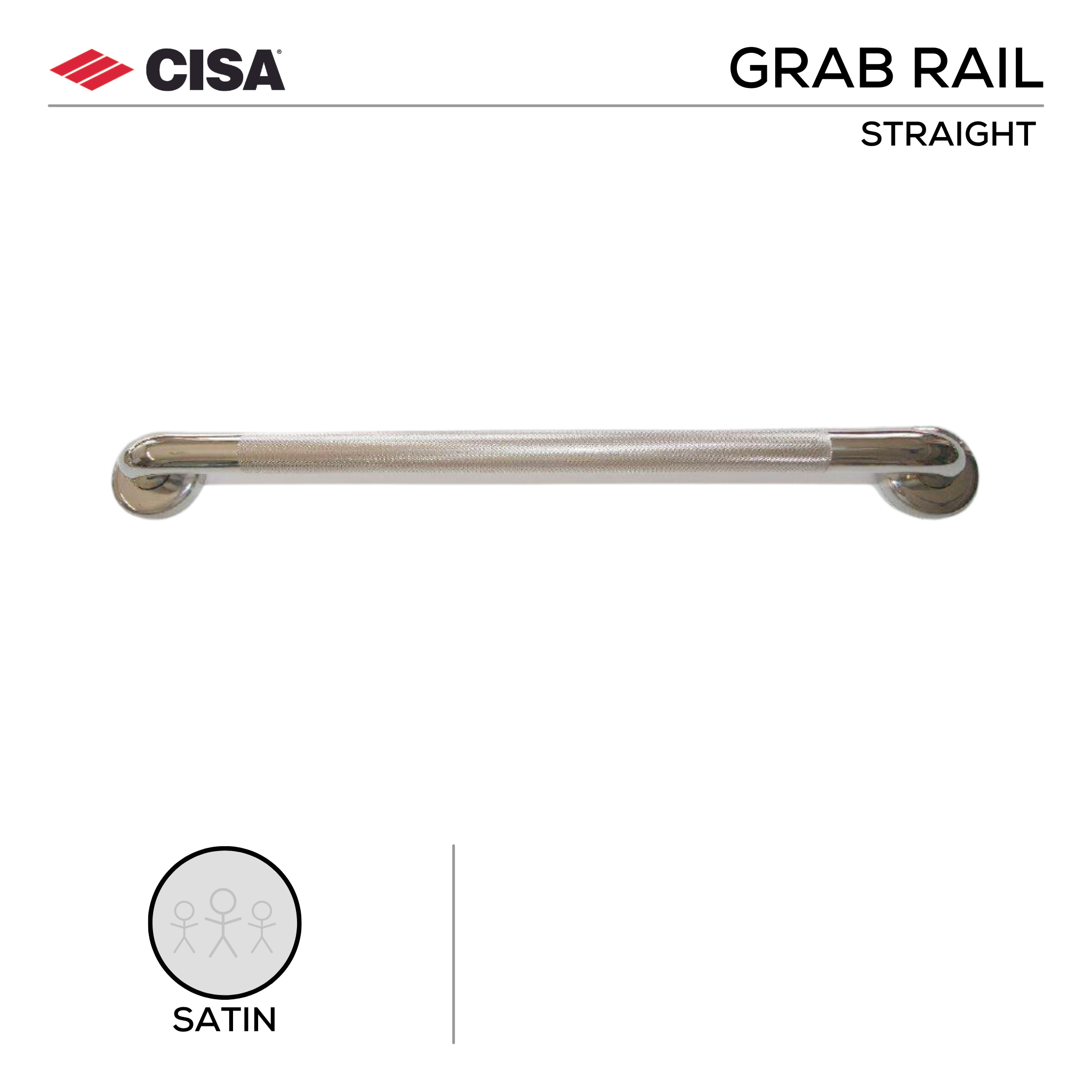 FG800P, Grab Rail, Straight, 80mm (h), 800 (l), Satin, CISA