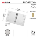 FH150X3, Projection Hinge, 2 x Hinges (1 Pair), 100mm (h) x 150mm (w) x 3mm (t), Satin, CISA-1