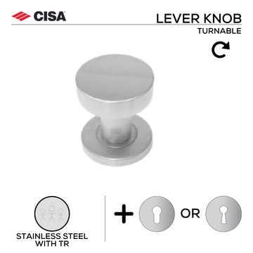 Main product view showing CISA Stainless Steel Lever Handle — tough stainless shine for patio and sliding doors.