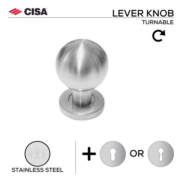 FKN01._.SS, Knob Handle, Lever, On Rose, With Escutcheons, Stainless Steel, CISA