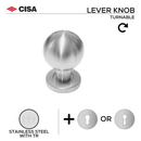 FKN01._.TR, Knob Handle, Lever, On Rose, With Escutcheons, Stainless Steel with Tarnish Resistant, CISA-1