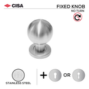 FKN01._.F.SS, Knob Handle, Fixed, On Rose, With Escutcheons, Stainless Steel, CISA-1