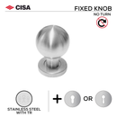 FKN01._.F.TR, Knob Handle, Fixed, On Rose, With Escutcheons, Stainless Steel with Tarnish Resistant, CISA-1