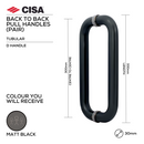 CISA FP.D10.BB.MBL pull handle, tubular, 30mm (Ø) x 330mm (l) x 300mm (ctc), matt black