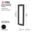 Flat-Face D Pull Handle, 400mm, Back-to-Back, Stainless Steel or Matt Black - CISA - Matt Black