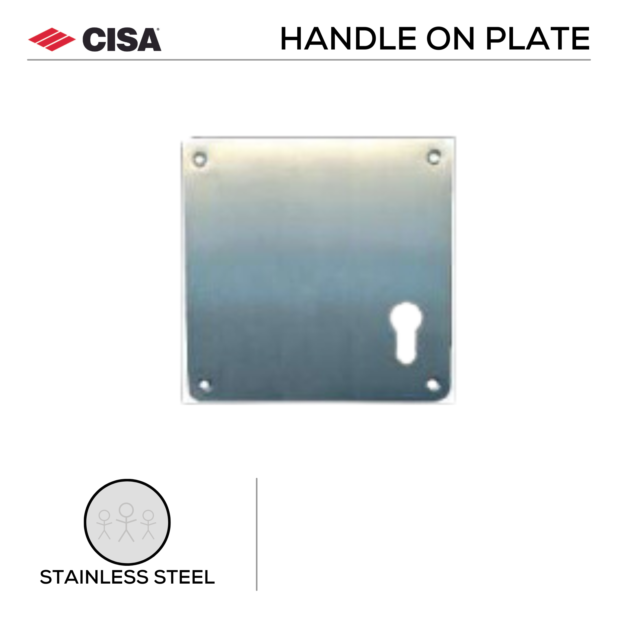 FP.E.XC.FF, Plate, Square, Right Hand, Satin Stainless Steel, CISA