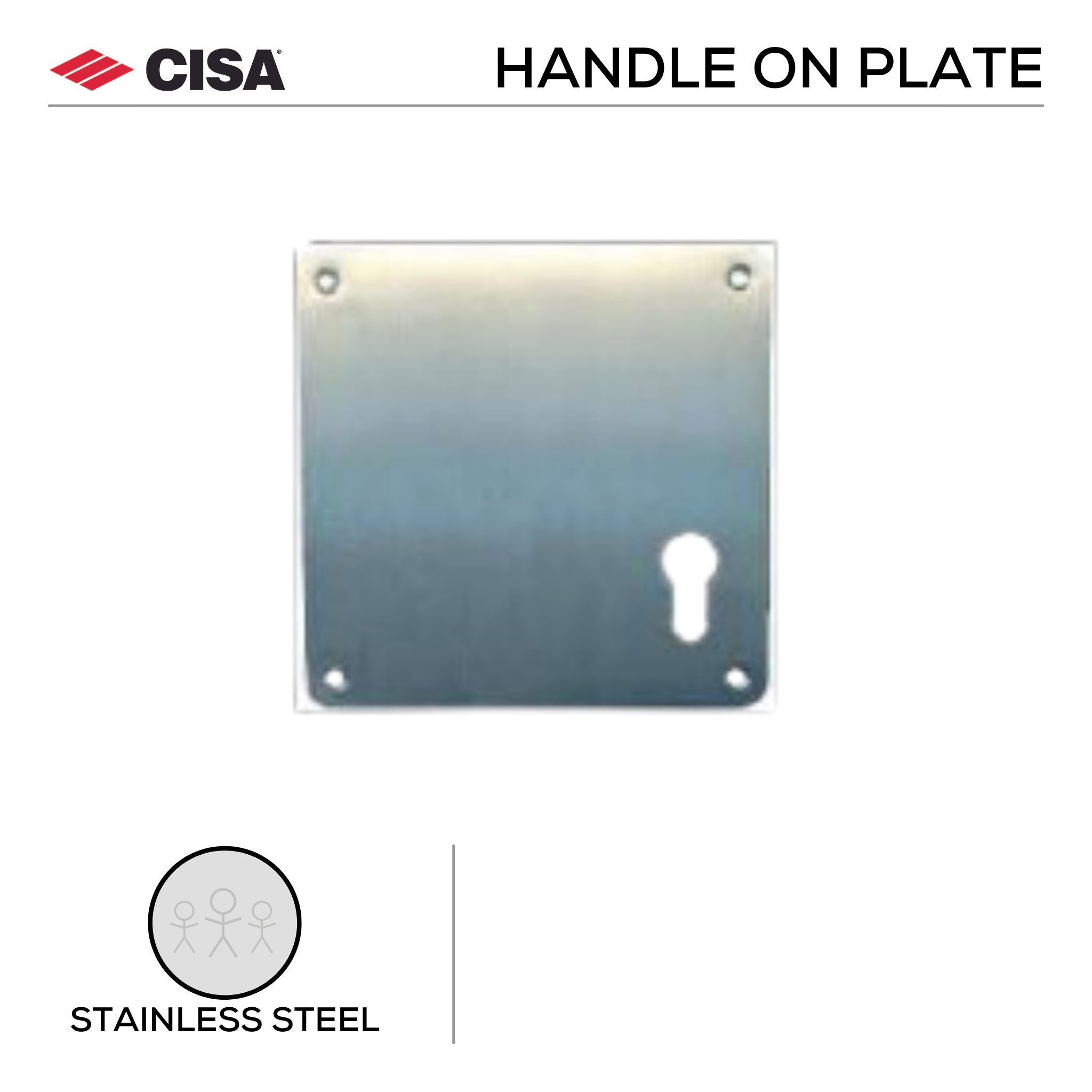 FP.F.XC.FF, Plate, Square, Left Hand, Satin Stainless Steel, CISA