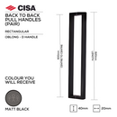 Main product view of CISA Matt Black Pull Handle, made for doors with dark, sleek, and ready to stand out, 40x20mm x 620mm (l).