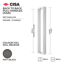 FP.SD02.BB.MBL, Pull Handle, Square, D Handle, BTB, 19mm (Ø) x 319mm (l) x 300mm (ctc), Matt Black, CISA-1