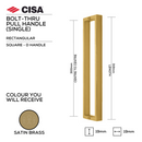 Square D Pull Handle, 319mm, Bolt-Through, Stainless Steel or Satin Brass - CISA - Satin Brass