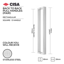 FP.SD04.BB.SS, Pull Handle, Square, D Handle, BTB, 19mm (d) x 619mm (l) x 600mm (ctc), Stainless Steel, CISA-1