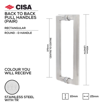 CISA Stainless Steel Pull Handle main product view; clean stainless confidence for a better door setup, 25mm (Ø) x 300mm (l).