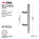 Main product view of CISA Stainless Steel Pull Handle, made for doors with tough stainless shine, 32mm (Ø) x 1500mm (l).