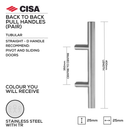 FP.TM31.BB.TR, Pull Handle, Tubular, Mitred , T Handle, BTB, 25mm (Ø) x 400mm (l) x 350mm (ctc), Stainless Steel with Tarnish Resistant, CISA-1