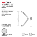 FP.V13.BB.TR, Pull Handle, Tubular, V Handle, BTB, 32mm (Ø) x 400mm (l) x 368mm (ctc), Stainless Steel with Tarnish Resistant, CISA-1