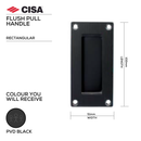 FP01.BL, Flush Pull, Rectangular, 102mm (l) x 51mm (w), Black, CISA-1
