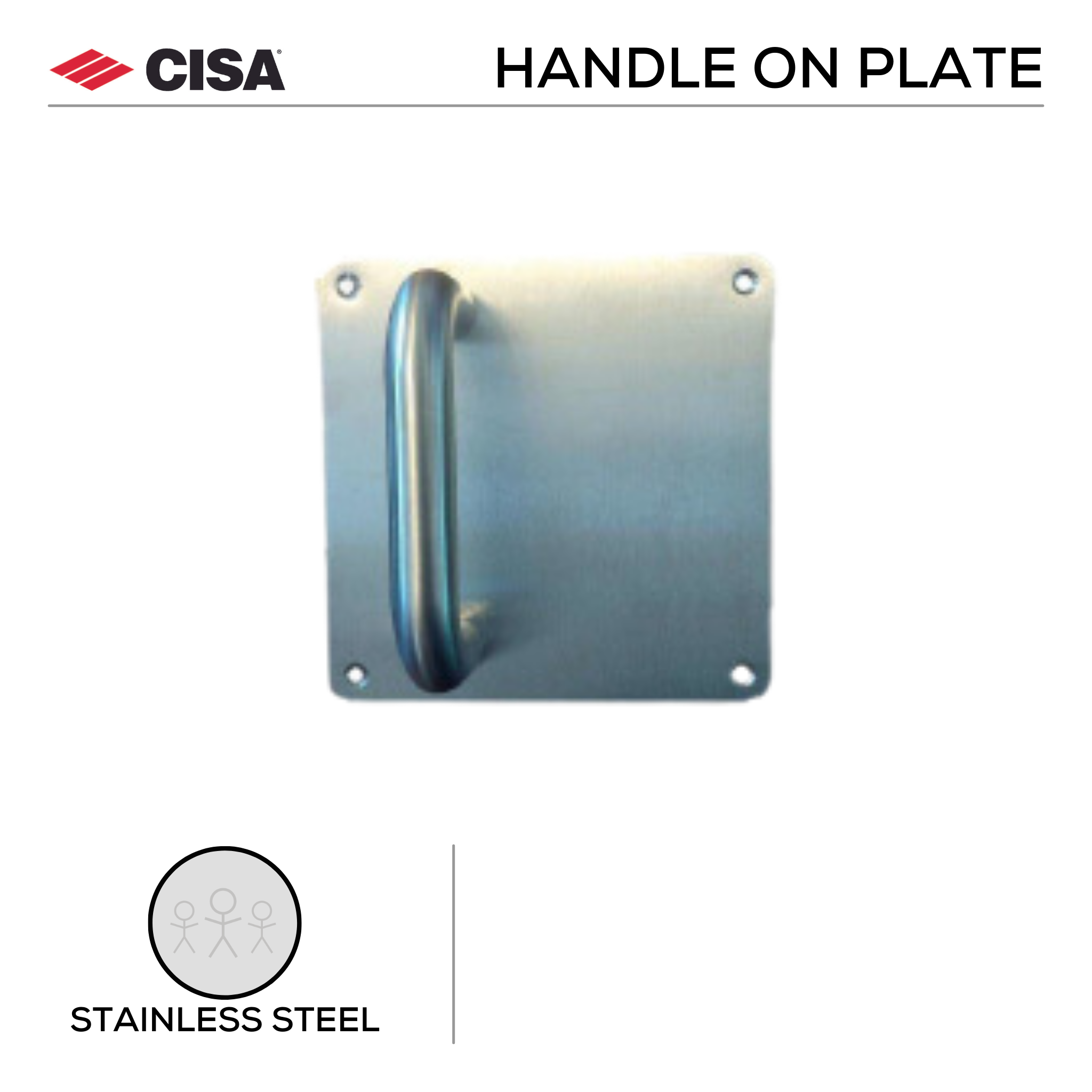 FPD6.A.XB.FF, Pull Handles, Square, On Plate, Right Hand, Satin Stainless Steel, CISA