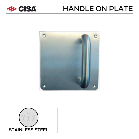 FPD6.B.XB.FF, Pull Handles, Square, On Plate, Left Hand, Satin Stainless Steel, CISA